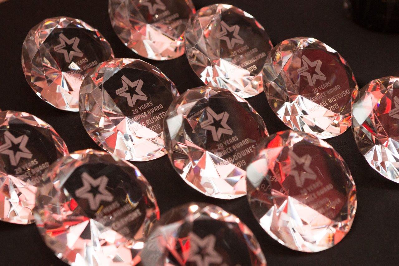 Glass diamond shaped real estate awards