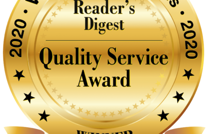 Readers Digest. Real estate quality service award. Badge